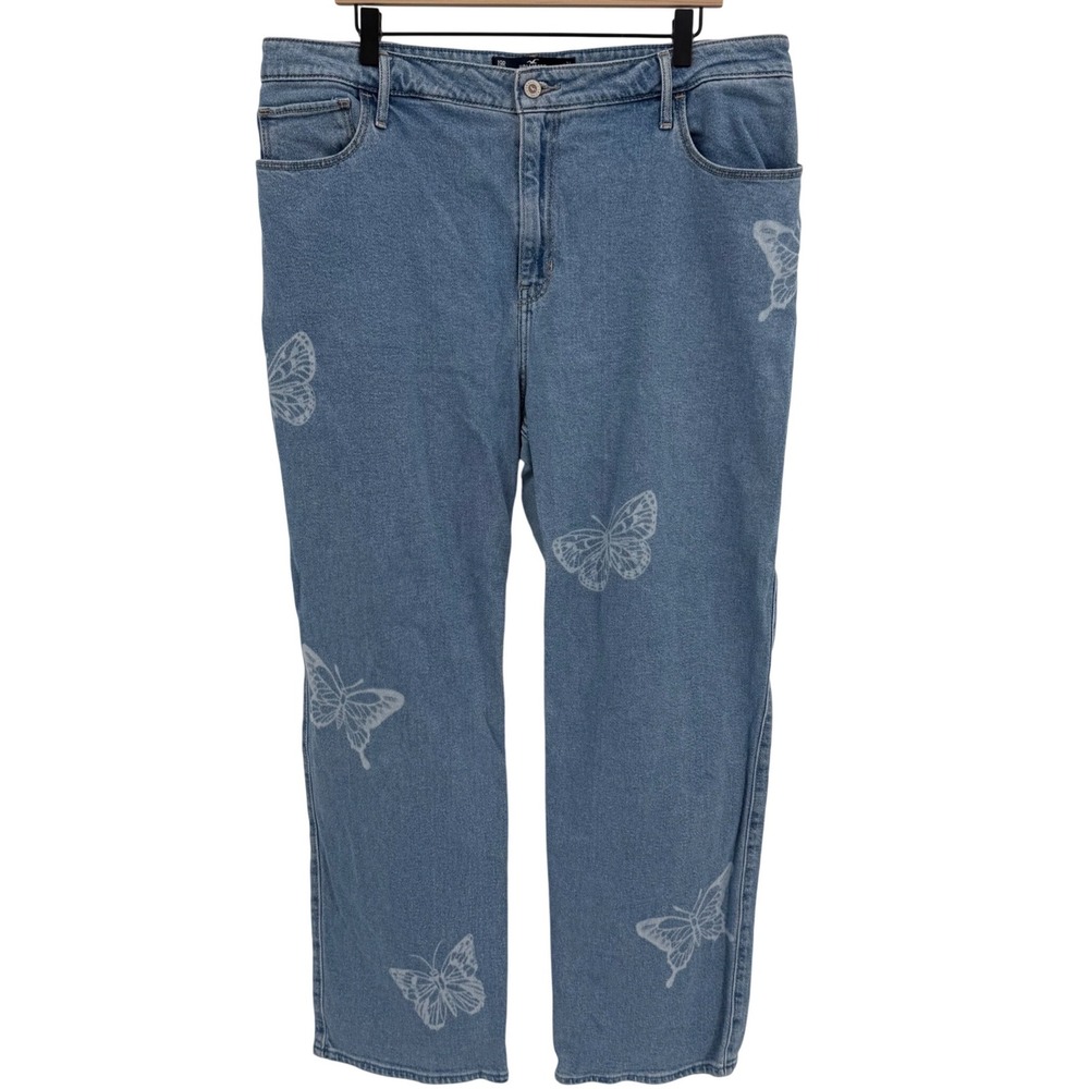Hollister Ultra High Rise Dad Jeans Denim Straight Leg 34x30 Y2K Whimsical 90s - Picture 3 of 13